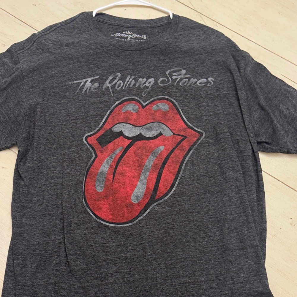 Rolling Stones Gray T-Shirt with Red Logo